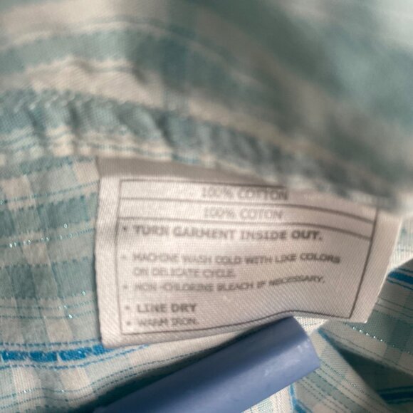 Ariat Western‎ Shirt Mens XXL Blue Plaid Rhinestone Snap Cowboy Rodeo - Picture 7 of 10